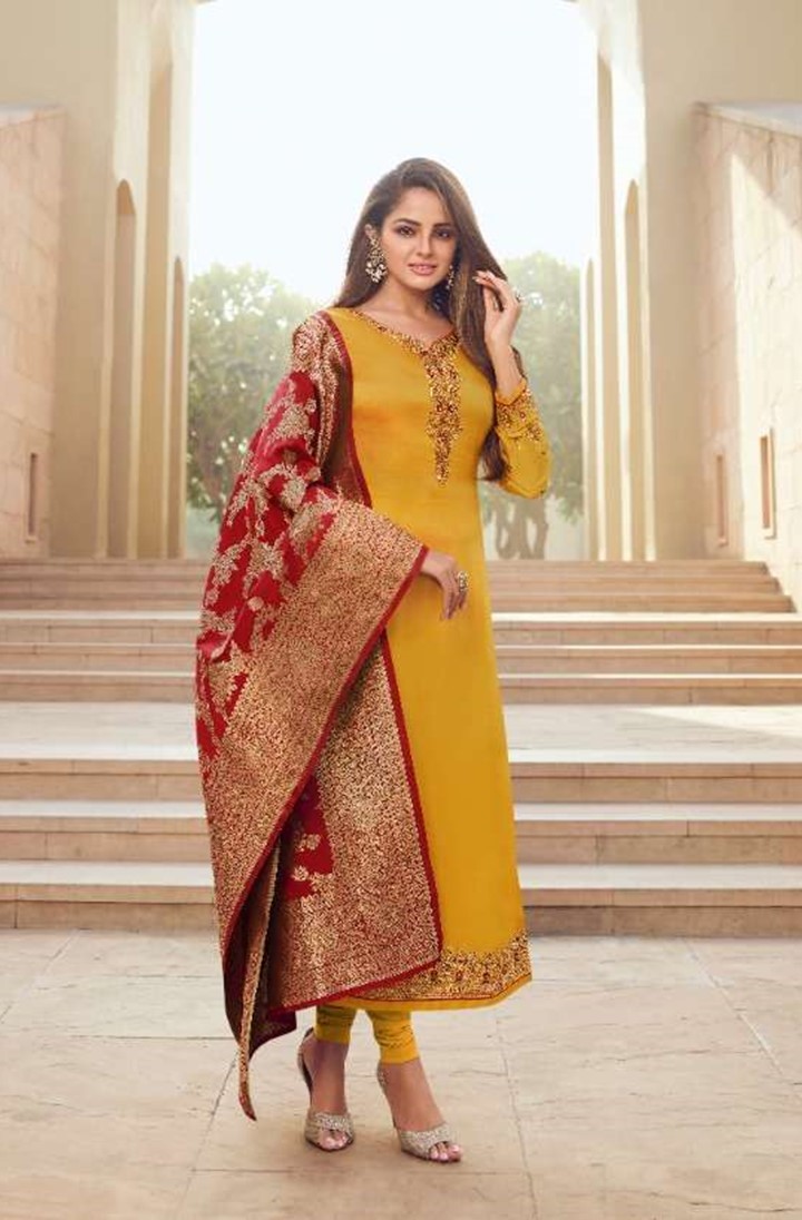 Rani Color Designer Fancy Party Wear Georgette Straight Indian Pakistani  Salwar Suit With Sequence Work Semi Stitched - shreematee - 4228864